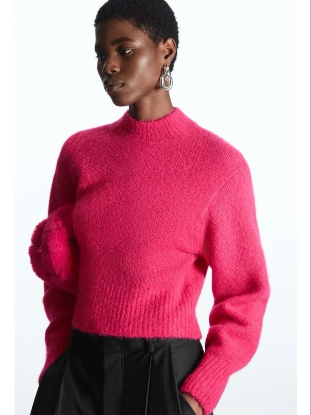 COS  Women's coral/pink color alpaca blend knit jumper